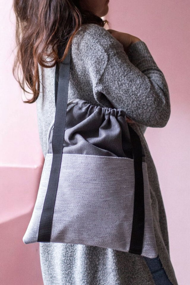 Torba z kominem szara jodełka