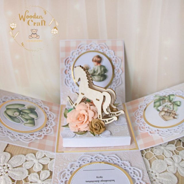 Exploding box chrzest, roczek, narodziny, prezent "PeachBaby" GOTOWY