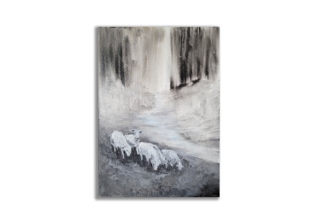 Obraz olejny ręcznie malowany "Owce"