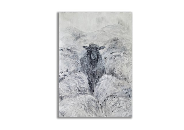 Obraz olejny ręcznie malowany "Czarna owca"