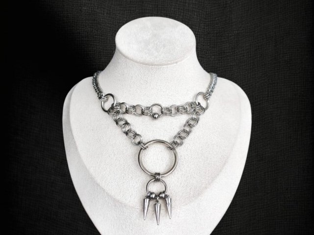 Goth industrial necklace stal chirurgiczna kolce handmade edgy y2k