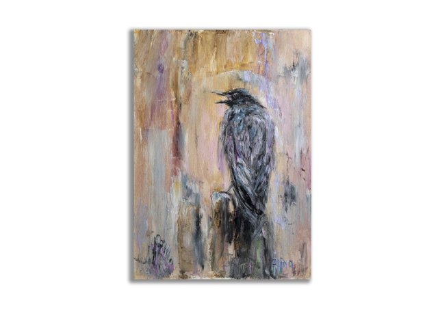 Obraz olejny ręcznie malowany "Kruk"