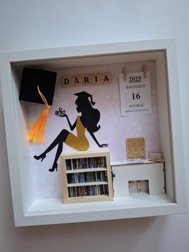 Ramka 3D na ukończenie studiów, Prezent na obronę licencjatu, magisterską