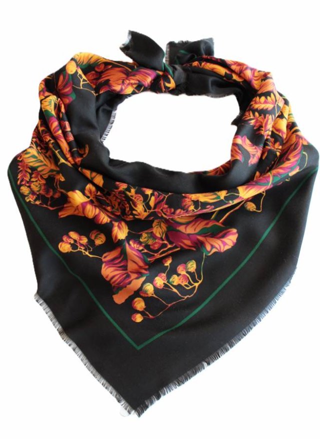 Grubsza chusta vintage liście