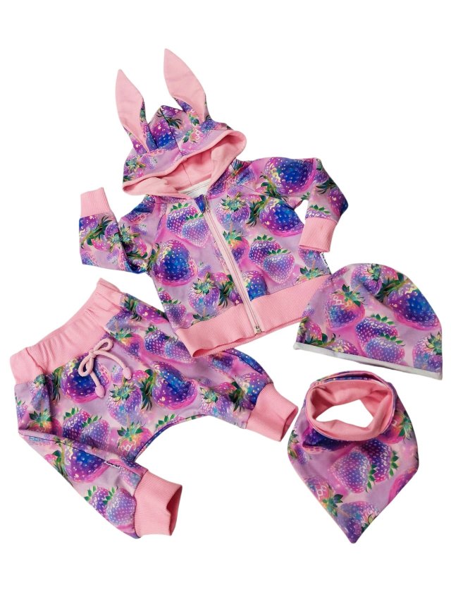 Komplet dziewczęcy truskawki r.68/74 i r.80/86