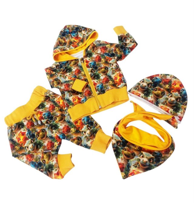 Komplet chłopięcy w dinozaury r.68/74