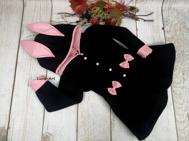 Płaszczyk z uszami czarny r.92