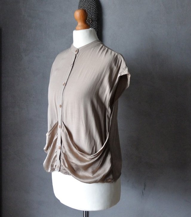 Elegancka drapowana biurowa bluzka wiskoza XS S