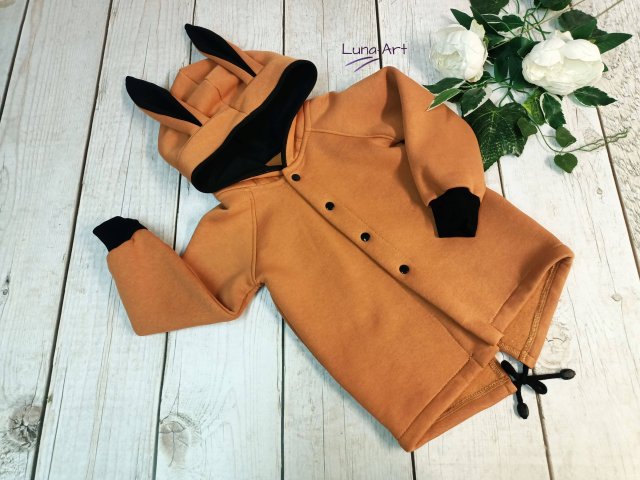 Bluza rozpinana z uszami, ruda r.104 i 116