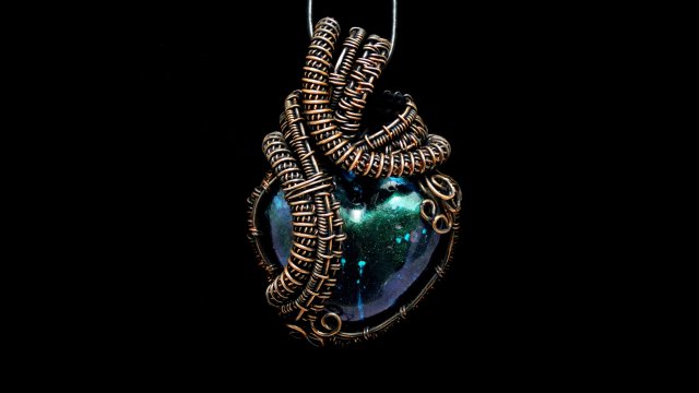 Miedziany wisiorek serce