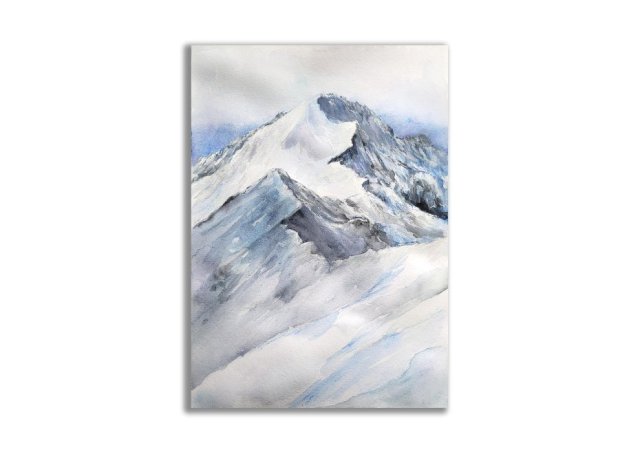 Alpy. Góry. Akwarela ręcznie malowana pejzaż górski