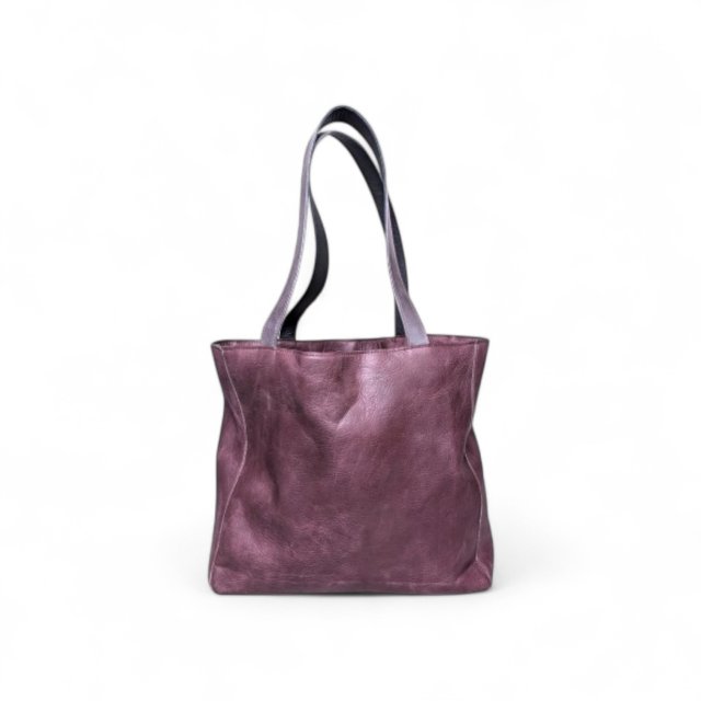 Duża śliwkowa skórzana torba