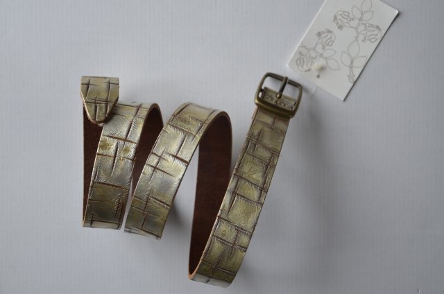złoty pasek NILE 80 skóra naturalna