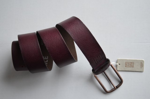 pasek NILE 75 skóra naturalna nubuk kolor wina