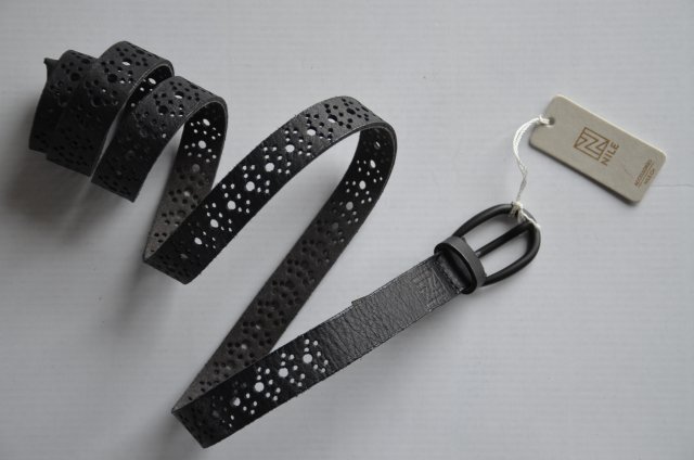 pasek NILE 100 skóra naturalna czarny ażur