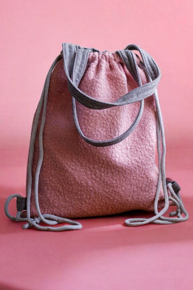 Różowo-szara plecakotorba 2w1 baranek