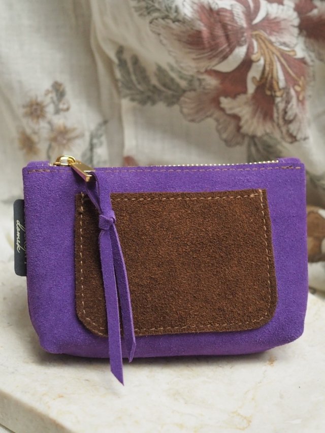 FIOLETOWA  MINI KOSMETYCZKA SASZETKA SKÓRA ZAMSZOWA | STYL VINTAGE | DOMILKOWY DOMEK