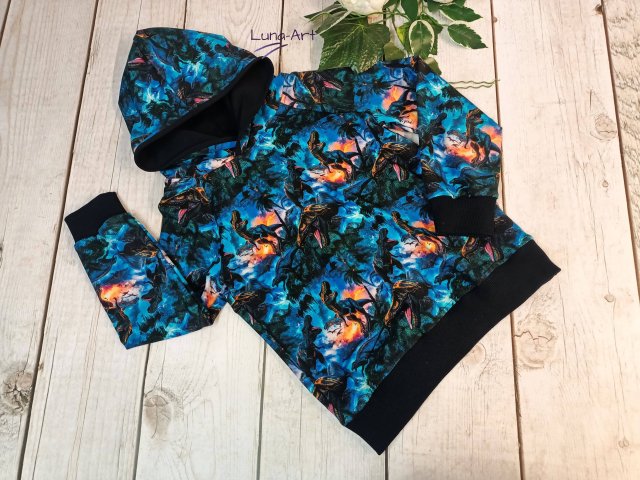 Bluza z kapturem w dinozaury r.104