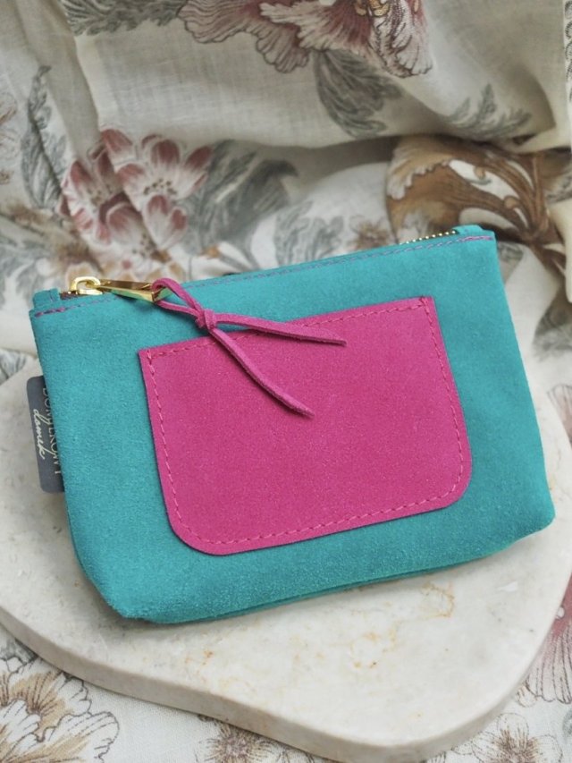 SZMARAGDOWA MINI KOSMETYCZKA SASZETKA SKÓRA ZAMSZOWA | STYL VINTAGE | DOMILKOWY DOMEK