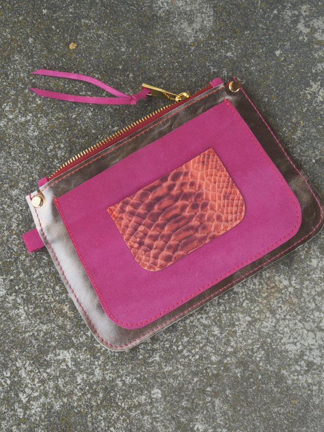 SKÓRZANY POCKET CARDHOLDER / SASZETKA / KOSMETYCZKA BELLA • DOMILKOWYDOMEK