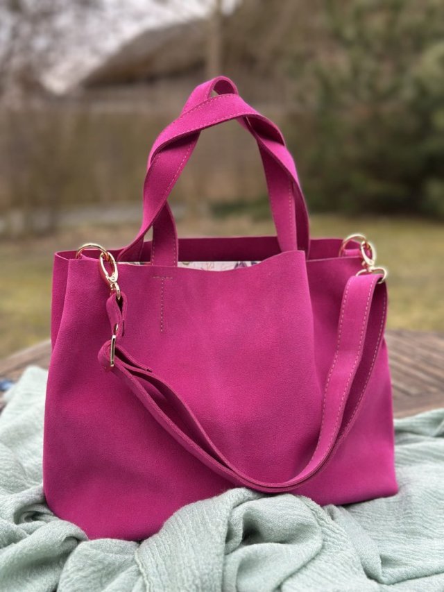 Skórzana ZAMSZOWA TOREBKA MINI SHOPPER BAG - PERSONALIZOWANA - DOMILKOWYDOMEK