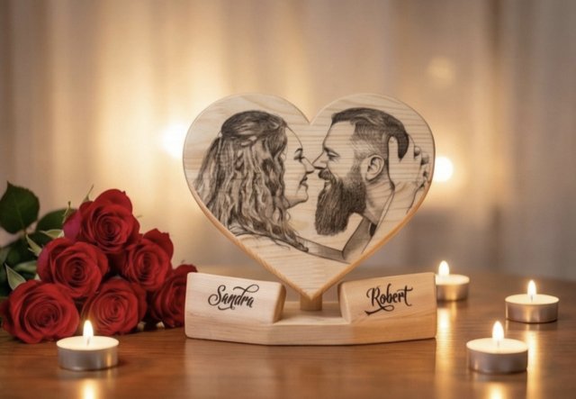 Walentynka na drewnie