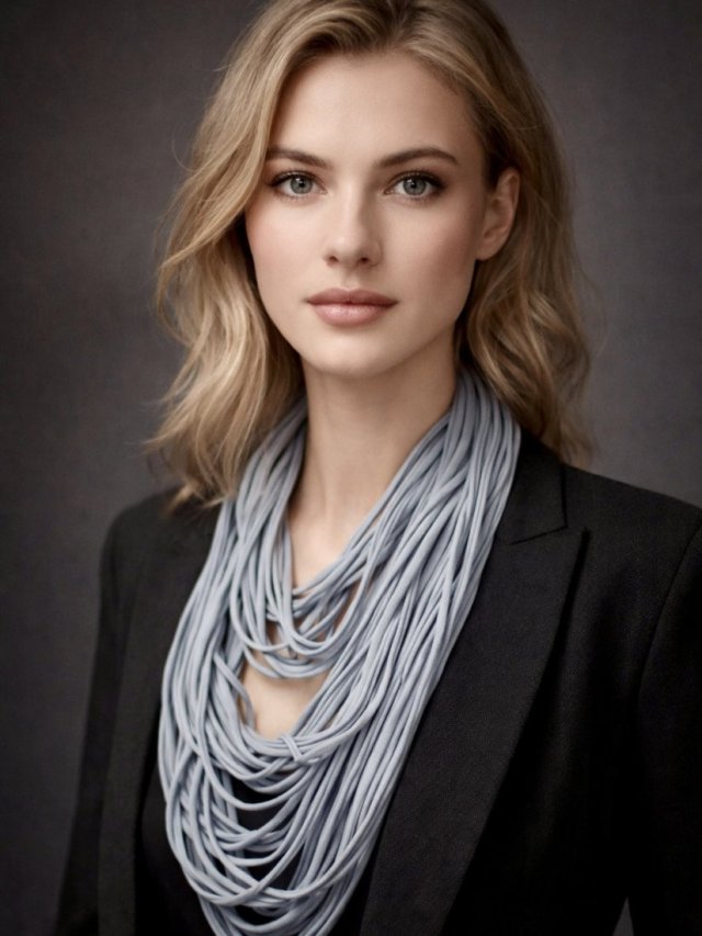 Naszyjnik dzianinowy - szary (uniksex)