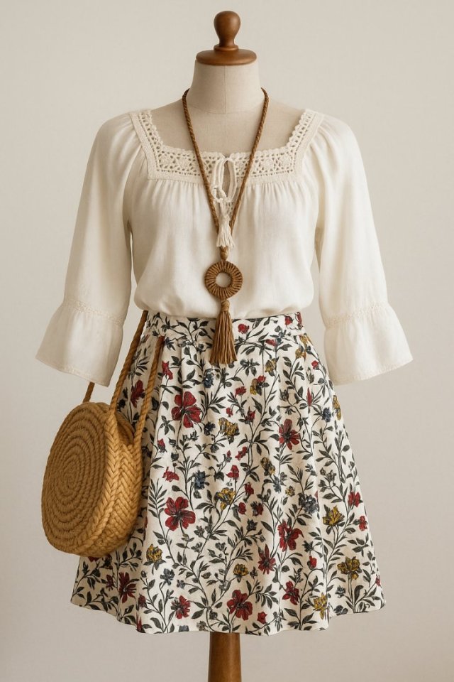 Medicine zwiewna spódnica spódniczka Floral w stylu Vintage