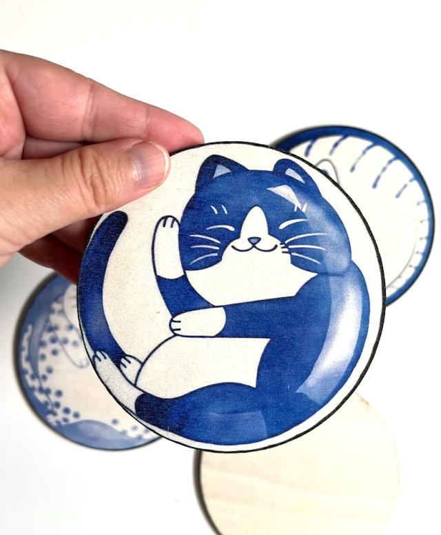 Zestaw podkładek z kotami – ilustracje vintage – 4 sztuki - na prezent