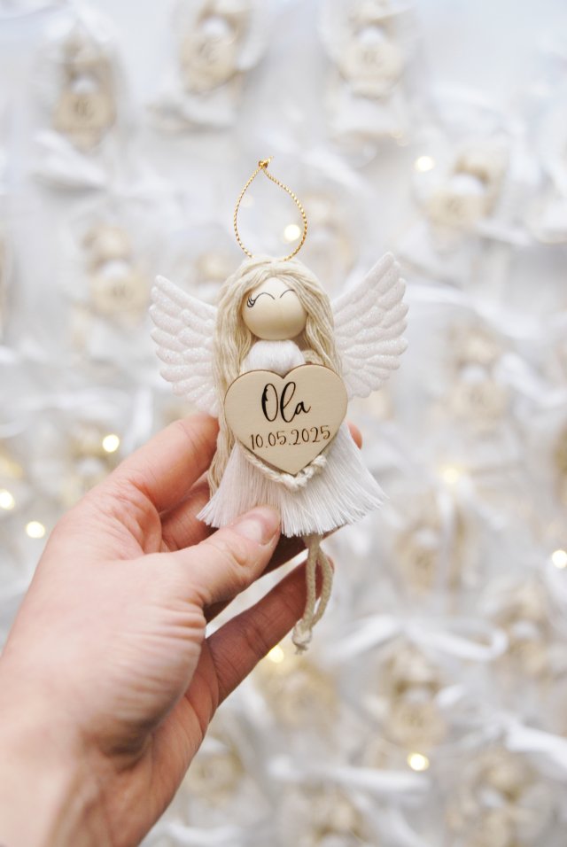 Aniołek podziękowanie dla gości z personalizacją | Imię + data