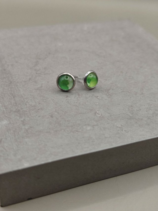 Kolczyki wkrętki Zielona Abstrakcja