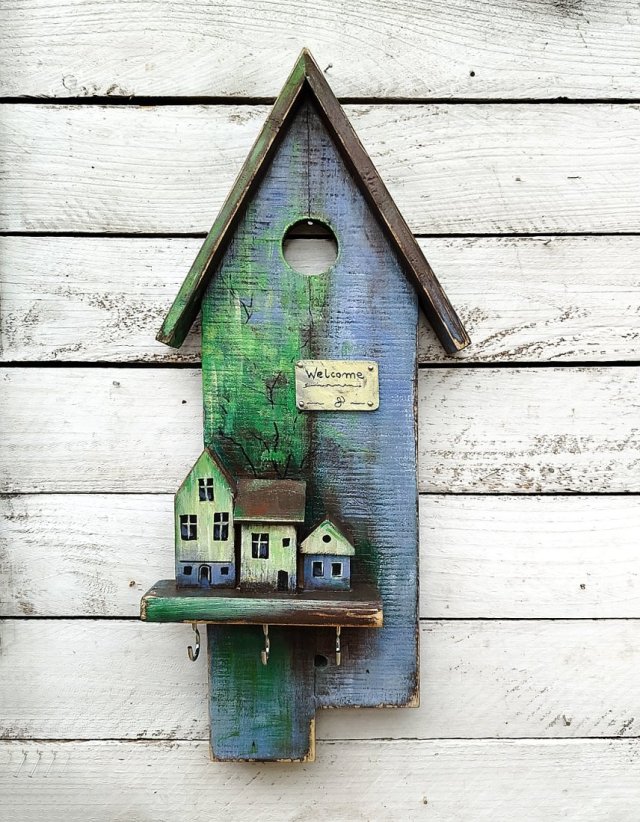 Drewniany wieszaczek na klucze - Leśny Zakątek