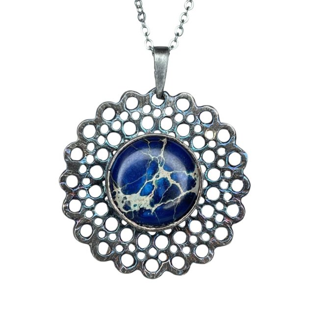 Ażurowy wisiorek z jaspisem Błękit Burzowy a1052