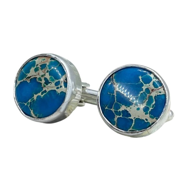 Srebrne spinki do mankietów z jaspisami a935