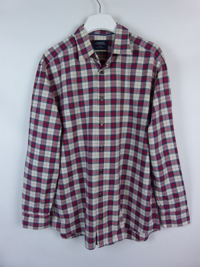 Charles Tyrwhitt koszula bawełna kratka / L classic fit