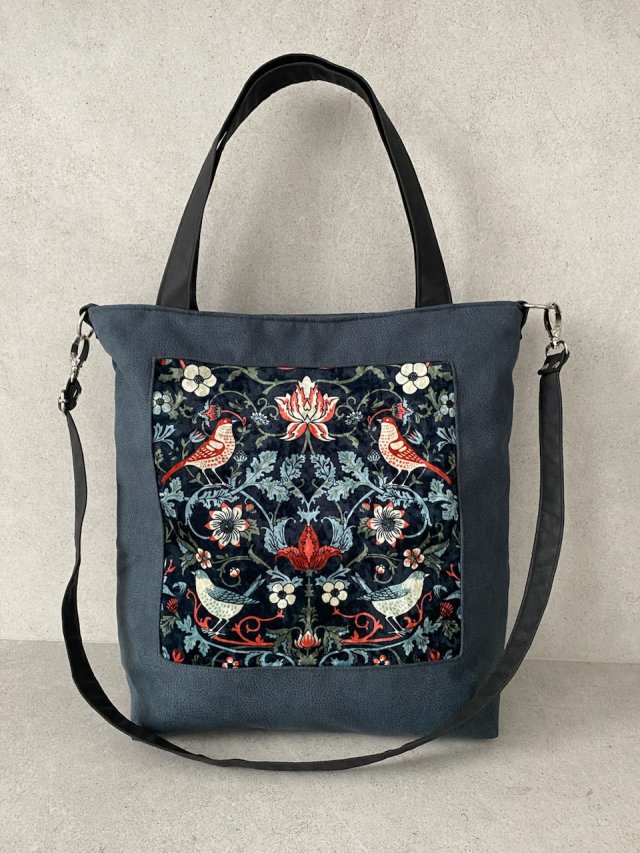 Duża torba na ramię - ornament ptaszki