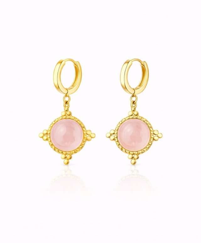 kolczyki ROYALS z kwarcem różowym