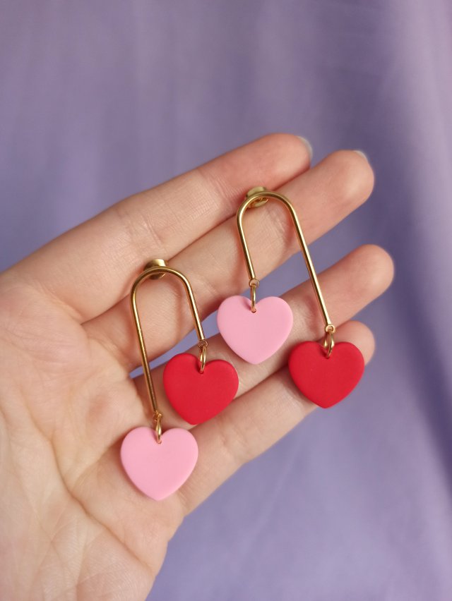 Kolczyki z gliny polimerowej serca