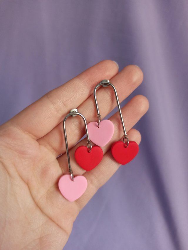 Kolczyki z gliny polimerowej serca