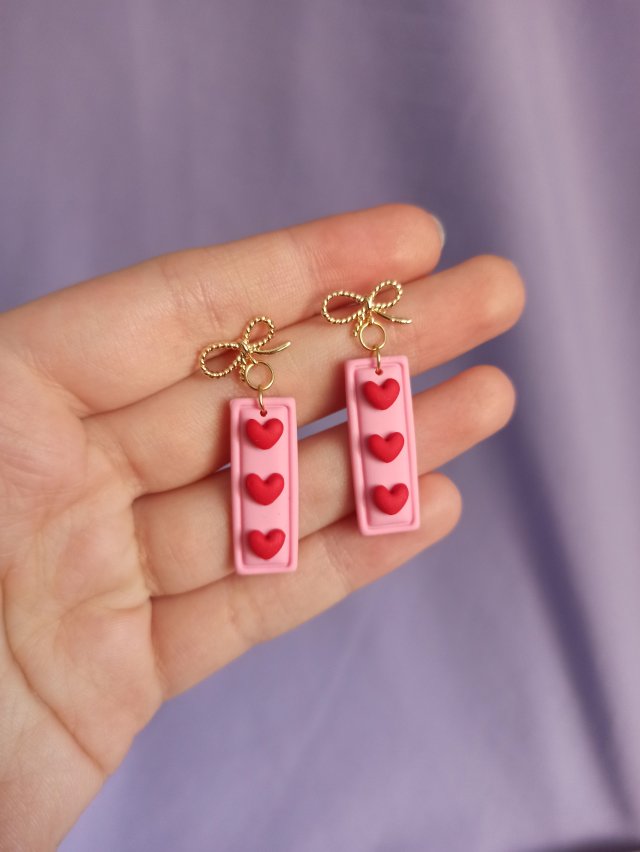 Kolczyki z gliny polimerowej serduszka
