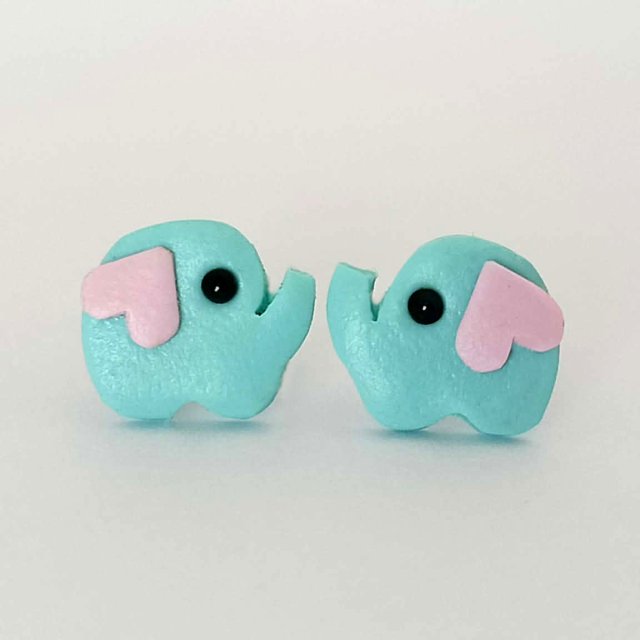 Kolczyki niebieskie słoniki