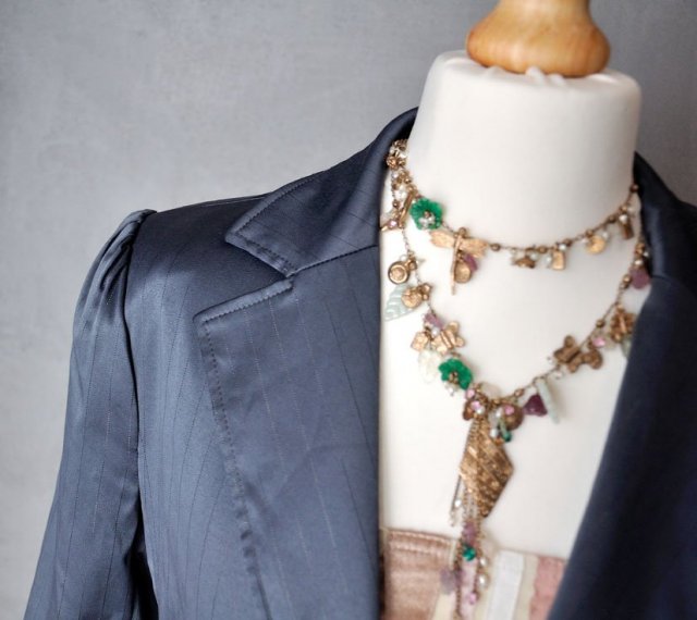 Żakiet ORSAY prążki grafit połysk elegancki y2k XS