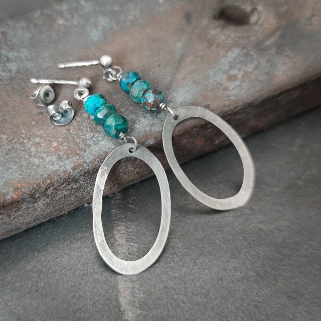 Kolczyki z chryzokolą na sztyfcie 1