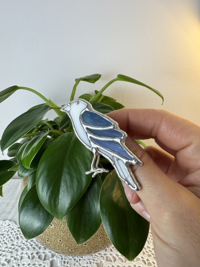 Unikatowa szklana Witrażowa broszka Ptak Kolor na zamówienie