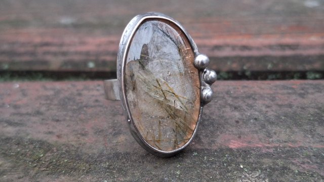 Kwarc rutylowy - pierścionek regulowany