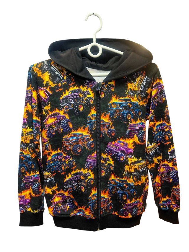 Bluza rozpinana z kapturem, monster truck 140/146