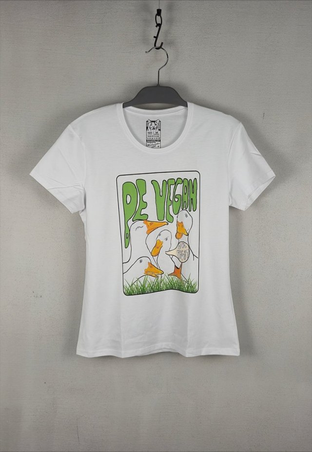 T-shirt BE VEGAN - Damski - rozmiar XL / gęsi