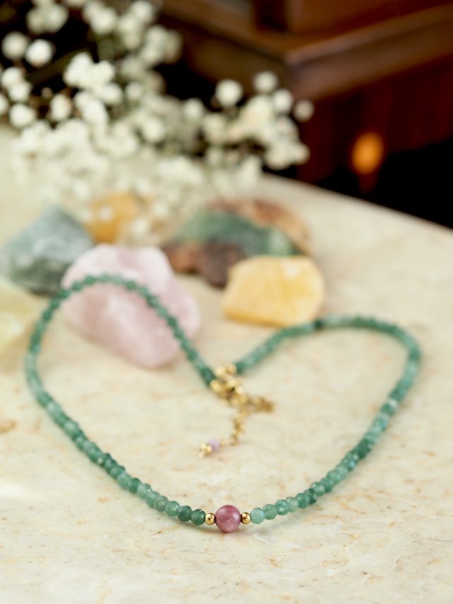 Awenturyn i turmalin - choker z Pracowni DomilkowyDomek