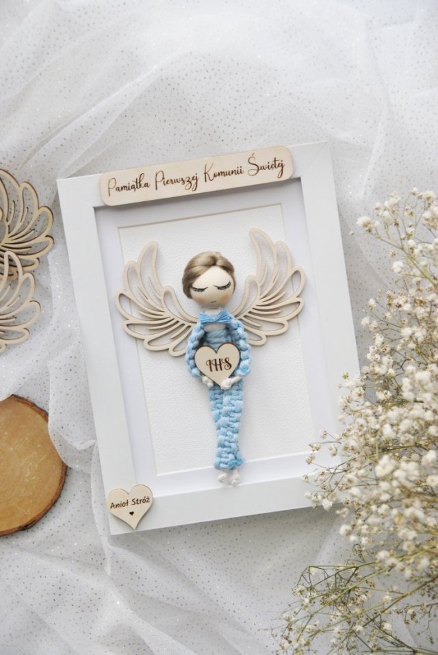 Pamiątka I Komunii Św. - anioł w ramce dla chłopca #1