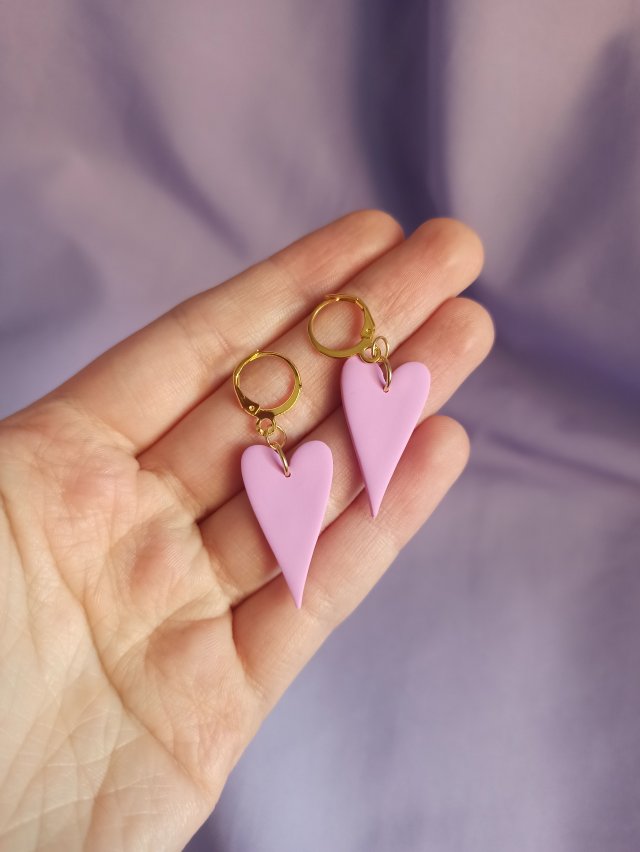 Kolczyki z gliny polimerowej serduszka